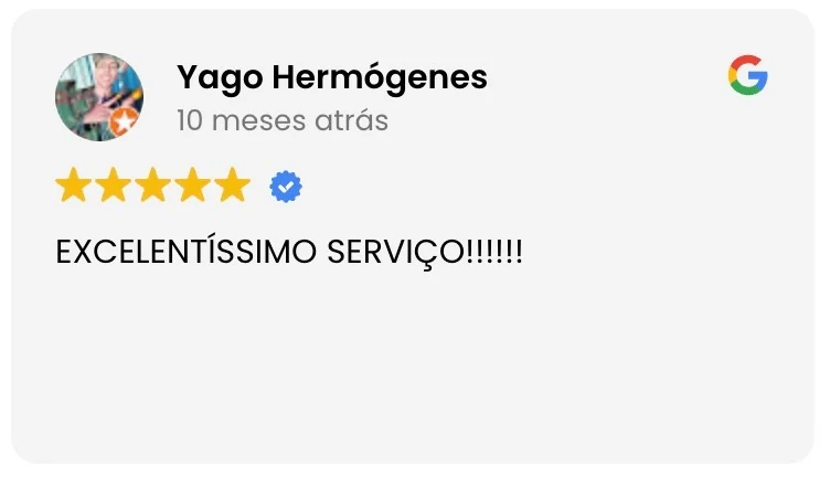 Avaliação no Google de Yago Hermógenes: excelentíssimo serviço